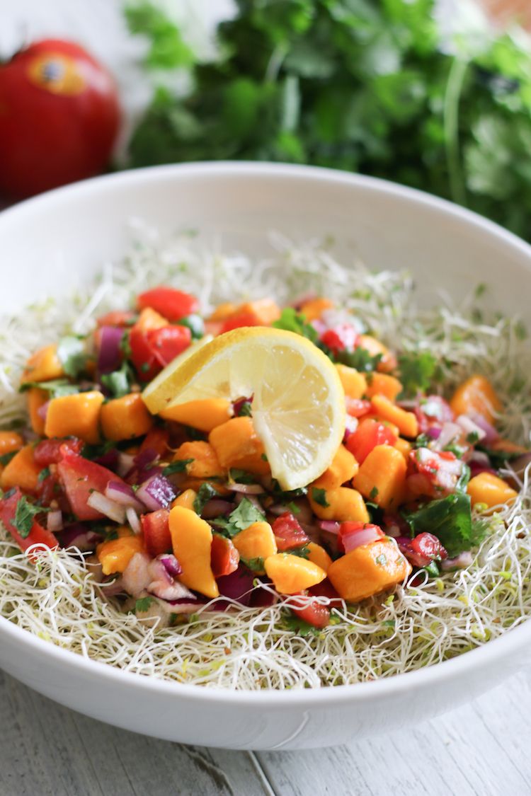 Mango Sprout Summer Salad Recipe | www.LiveSimplyNatural.com