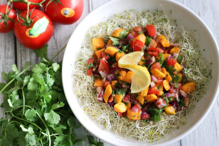 Mango Sprout Summer Salad Recipe | www.LiveSimplyNatural.com