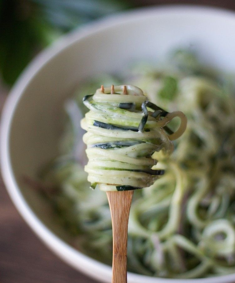 vegan yogurt dill dressing with cucumber noodles