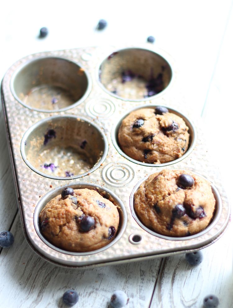 Vegan Blueberry Banana Spelt Muffins | www.LiveSimplyNatural.com