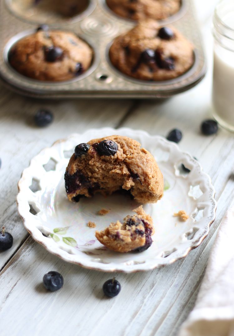 Vegan Blueberry Banana Spelt Muffins | www.LiveSimplyNatural.com