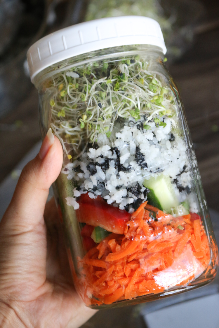 Easy On the go Vegetable Sushi Bowl | www.LiveSimplyNatural.com