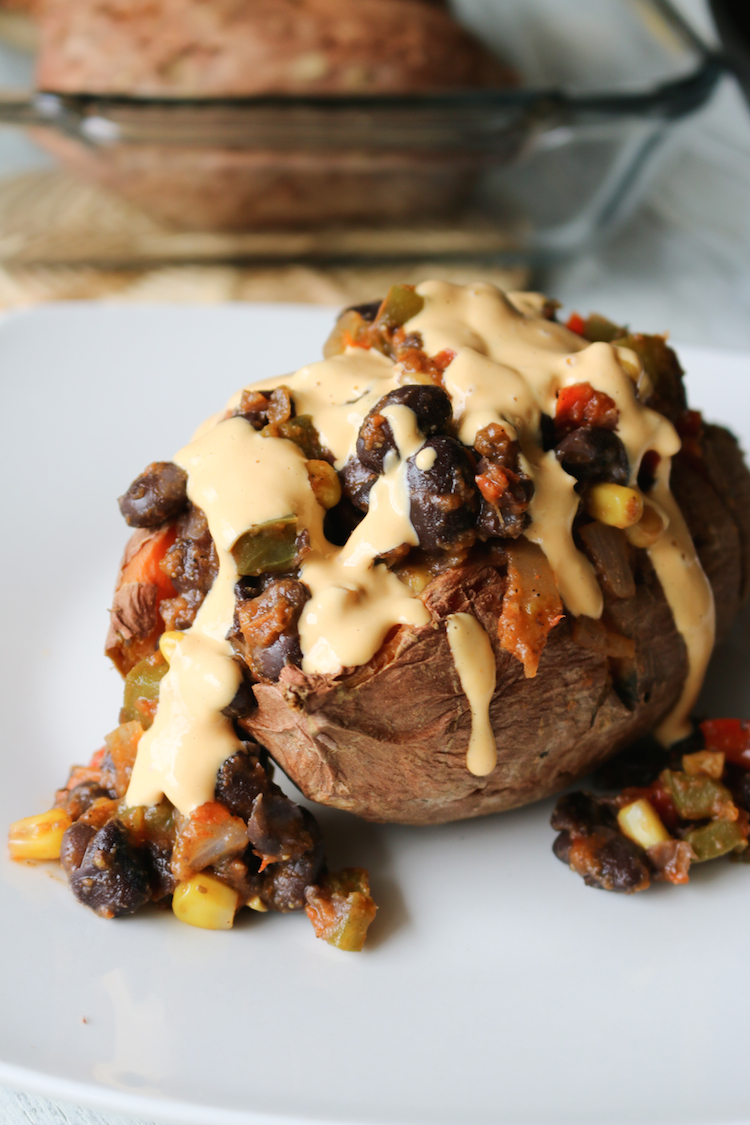 Vegan Chili Stuffed Sweet Potato | www.LiveSimplyNatural.com