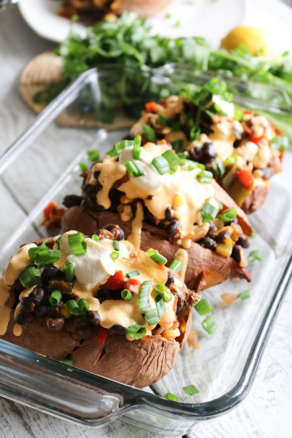 Vegan Chili Stuffed Sweet Potatoes Live Simply Natural