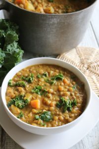 Coconut Curried Lentils with Kale and Potatoes | www.LiveSimplyNatural.com