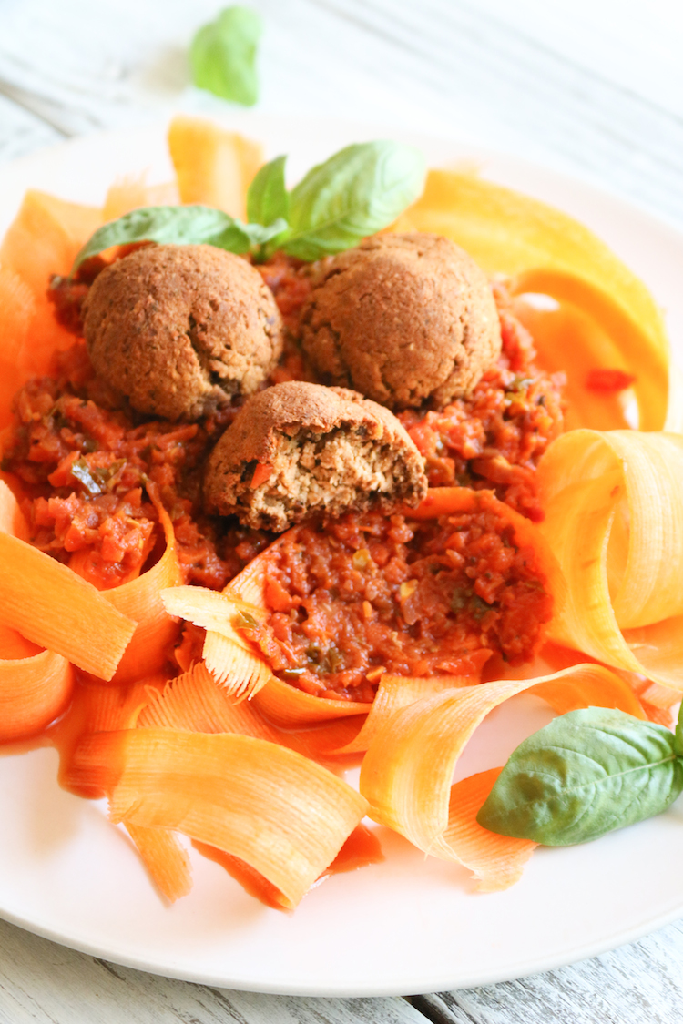 Chickpea "Meatballs" with Vegetable Marinara | www.livesimplynatural.com