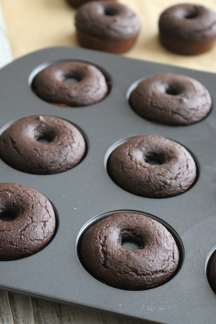 Gluten-Free Vegan Baked Chocolate Zucchini Glazed Donuts | www.LiveSimplyNatural.com