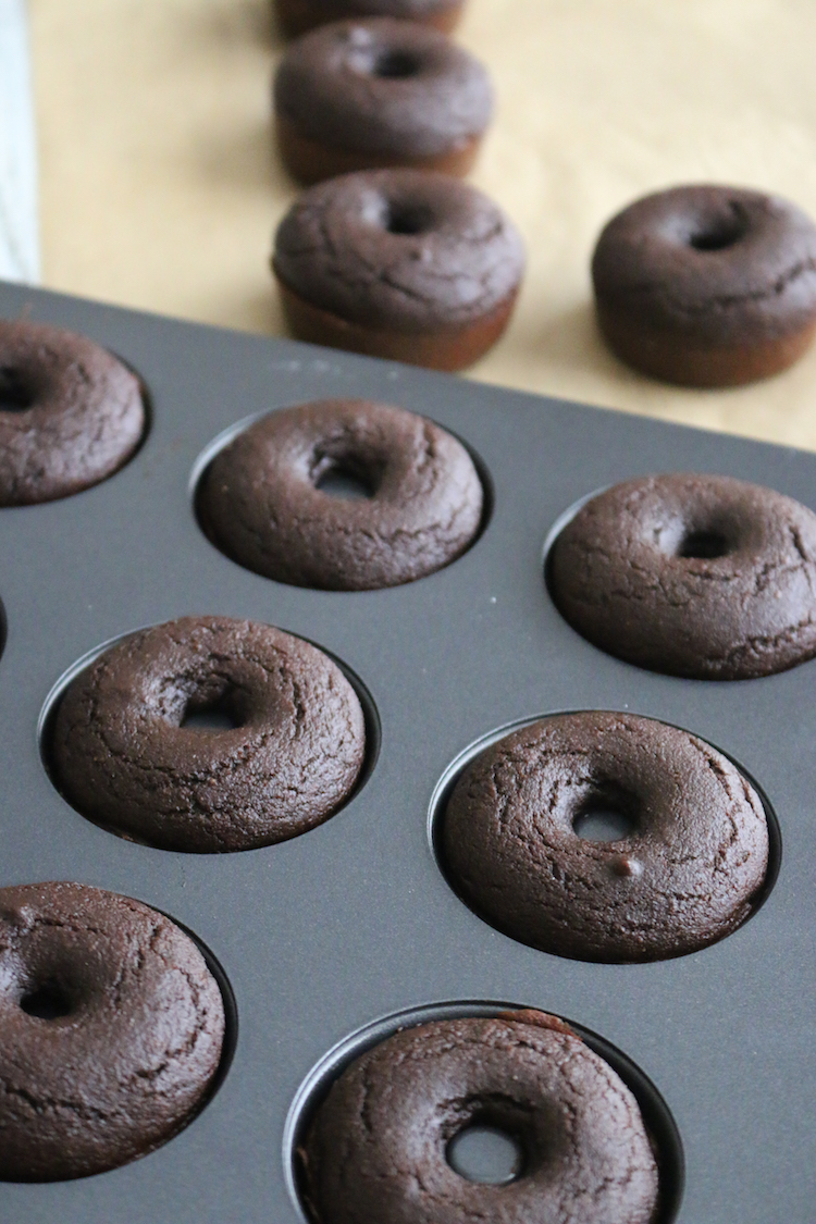 Gluten-Free Vegan Baked Chocolate Zucchini Glazed Donuts | www.LiveSimplyNatural.com