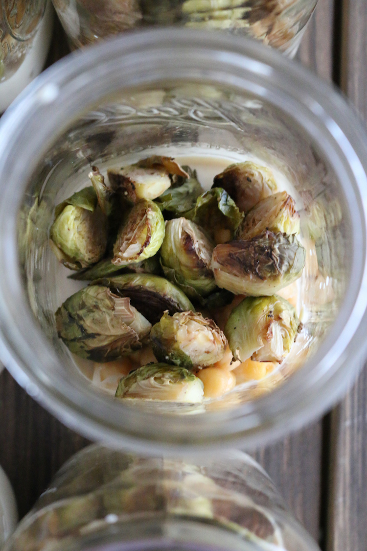 Brussel Sprouts & Sweet Potato Salad In A Jar | www.LiveSimplyNatural.com