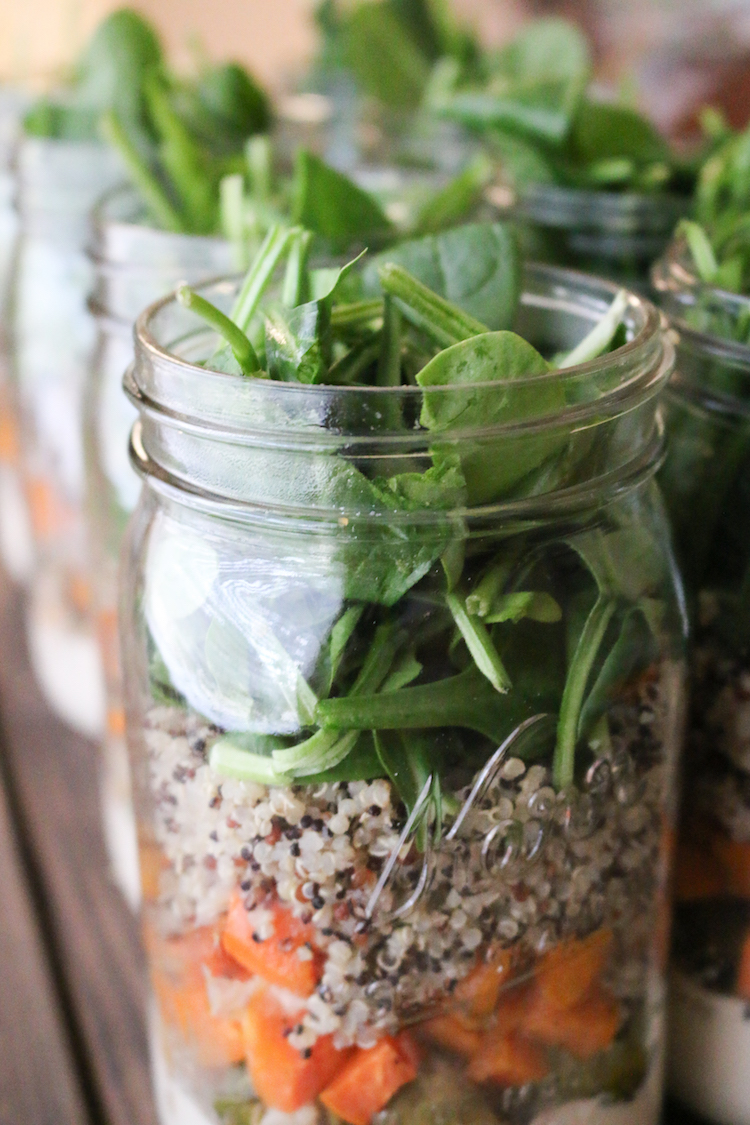 Brussel Sprouts & Sweet Potato Salad In A Jar | www.LiveSimplyNatural.com