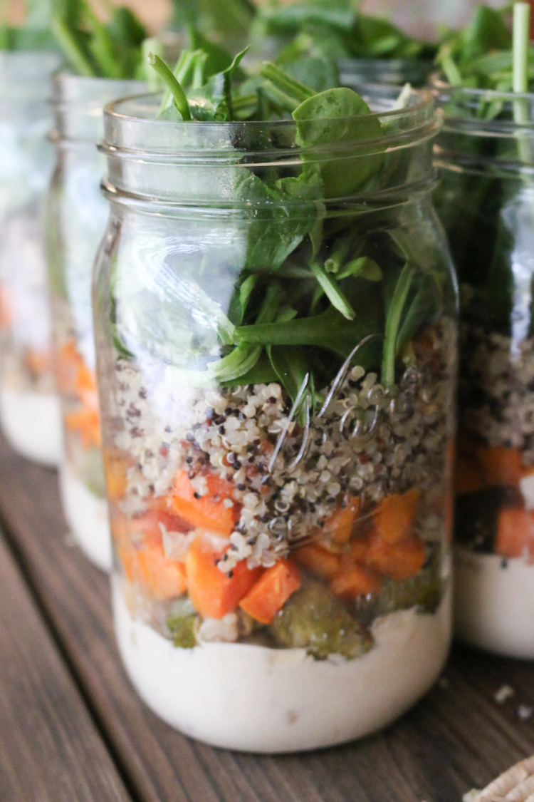 Brussel Sprouts & Sweet Potato Salad In A Jar