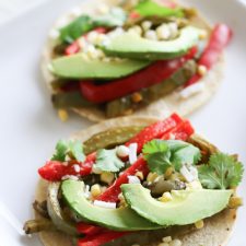 vegan nopales tacos with charred corn and black bean salsa