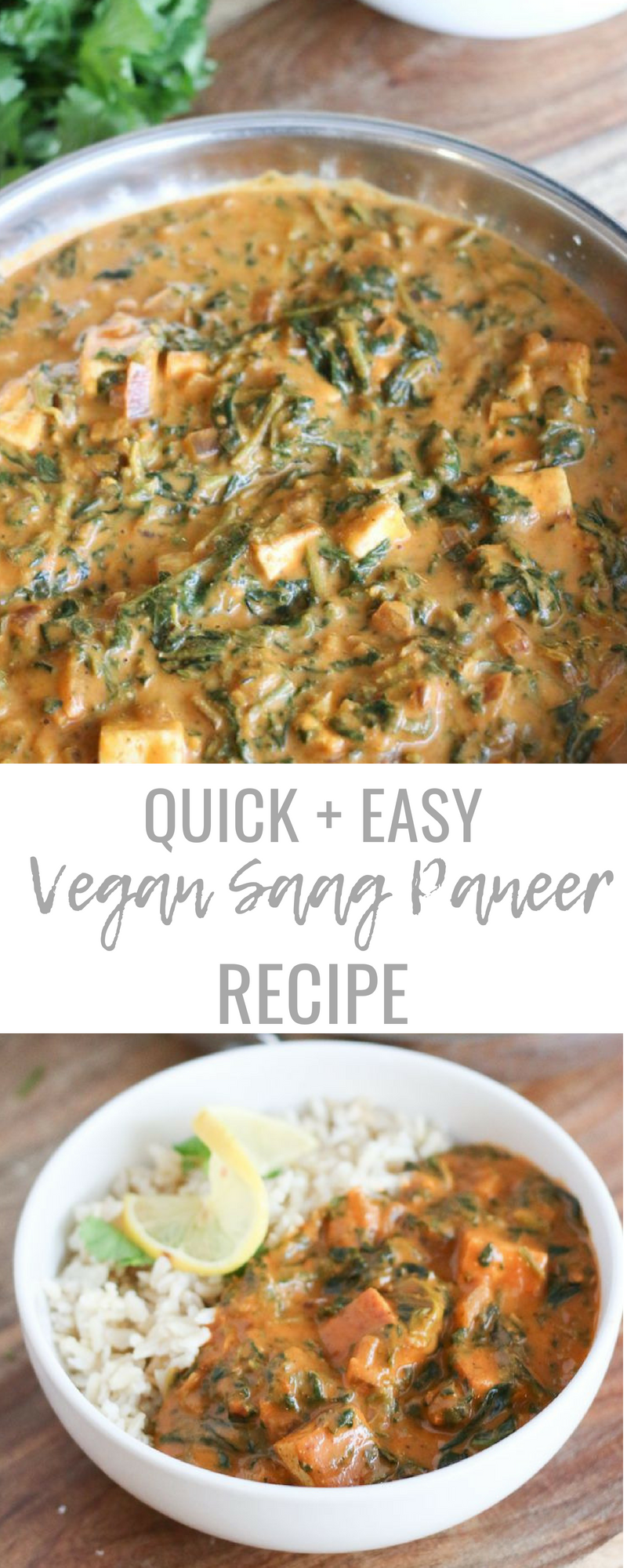 Quick+ Easy Vegan Saag Paneer | www.livesimplynatural.com