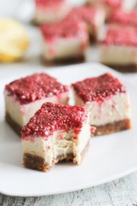 Raw Vegan Raspberry Cheese Cake Bars
