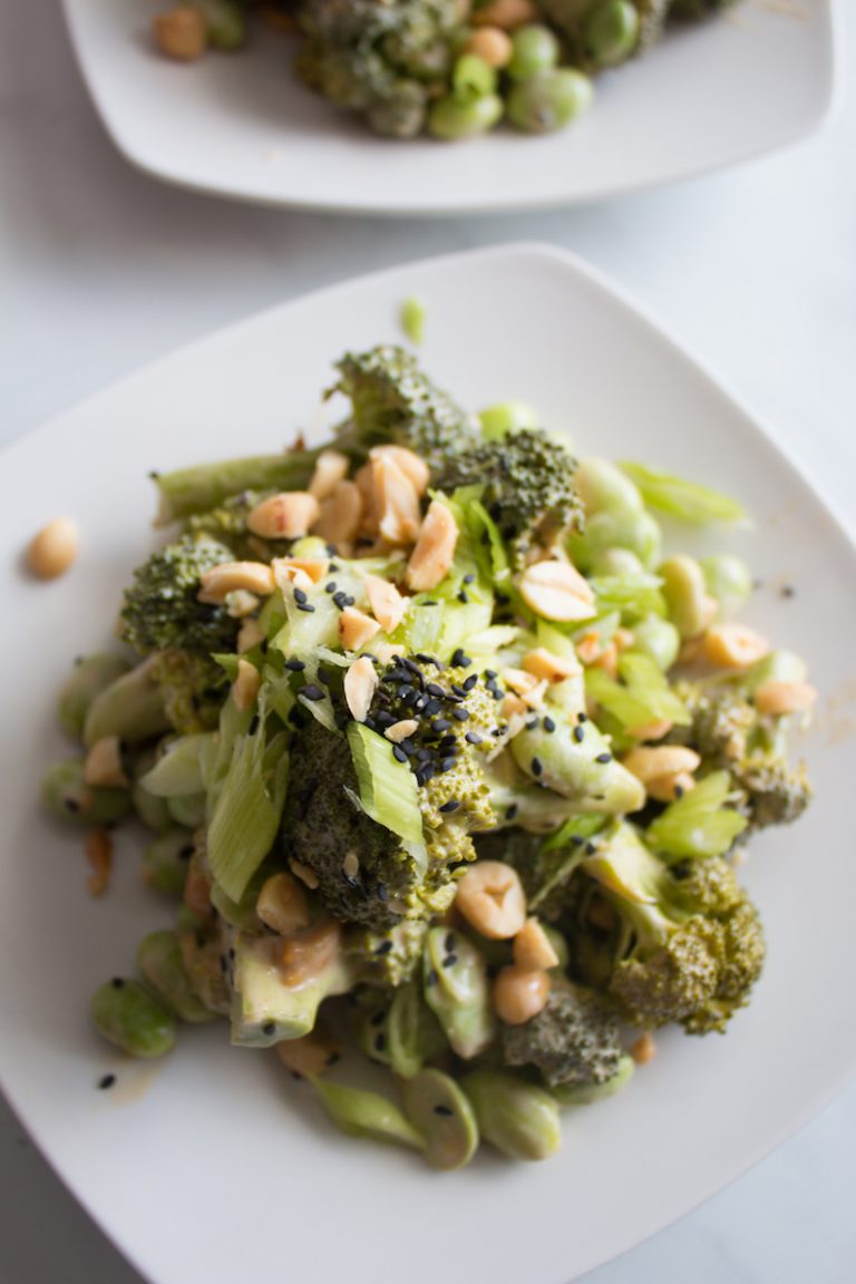 Asian Broccoli Salad with Peanut Sauce - Live Simply Natural
